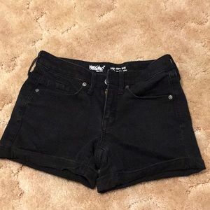 Black denim shorts